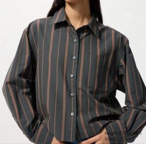 Jw Anderson X Uniqlo Oxford Boxy Cropped Stripe Shirt XL Gray Brown Button Down